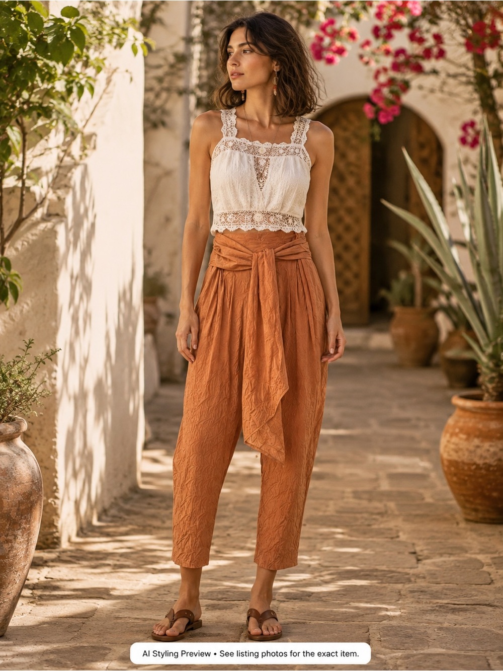 Anthropologie ett:twa Aubade Jacquard Tie Waist Pants Size 8